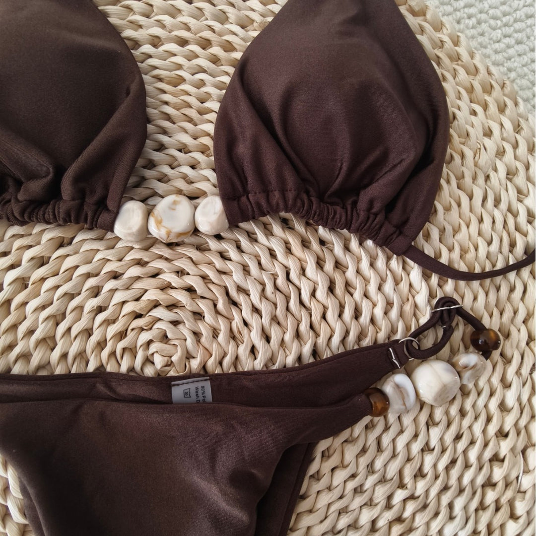Damen Triangel-Bikini mit raffiniertem Knoten-Detail und verstelbaren Trägern R&B