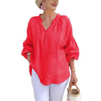 Damen luftige Bluse mit Smock-Ärmeln R&B