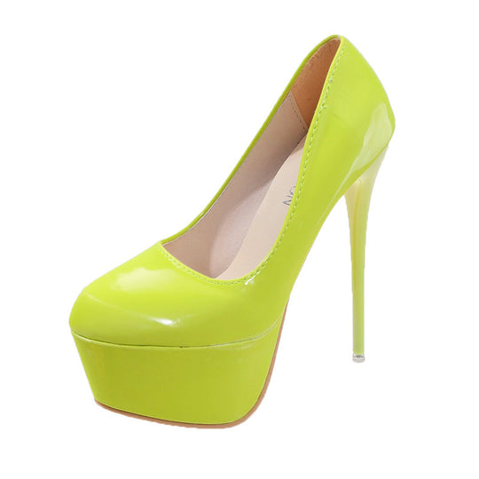 Damen Plateau-Pumps mit glänzendem Obermaterial und hohem Stiletto-Absatz R&B