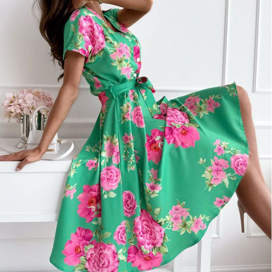 Damen Maxikleid mit Wickeldetail und farbenfrohem Blumenmuster R&B