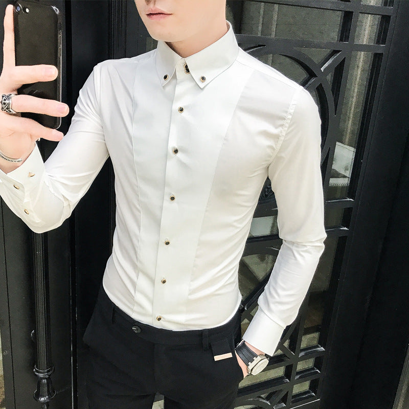 Herren Elegantes Langarmhemd mit feinen Knopfdetails R&B