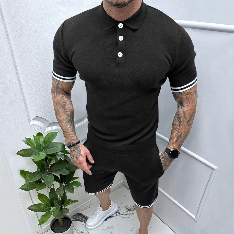 Herren Sportliches Kurzarm-Set mit hochwertigen Kontraststreifen und elastischem Bund R&B