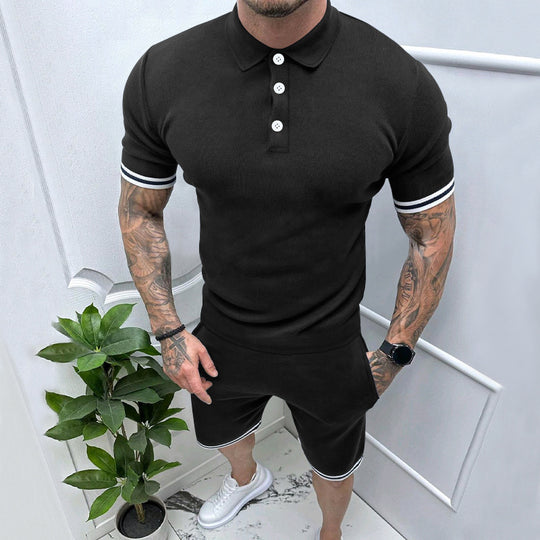 Herren Sportliches Kurzarm-Set mit hochwertigen Kontraststreifen und elastischem Bund R&B