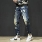 Herren Zerrissene Slim Fit Jeans im lässigen Stil R&B