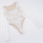 Damen Elegantes Spitzenshirt mit langen Ärmeln und romantischen Details R&B