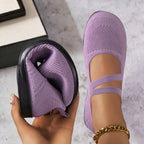 Damen bequeme Ballerinas mit elastischen Riemen und atmungsaktiver Mesh-Oberfläche