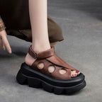 Damen Plateau-Sandalen mit modischem Cut-Out-Design und bequemer Sohle