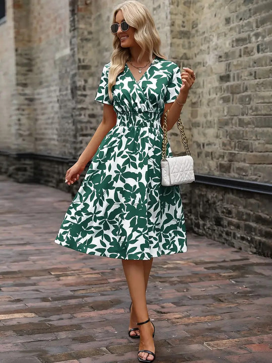 Damen Midikleid mit raffiniertem Wickeldesign und elastischem Taillenbund R&B