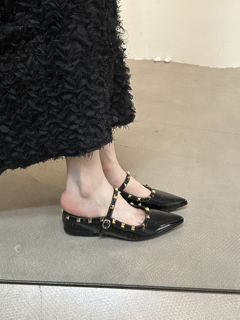 Damen elegante Slingback-Ballerinas mit dekorativen Nieten und komfortablem Fußbett R&B
