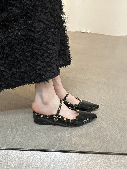Damen elegante Slingback-Ballerinas mit dekorativen Nieten und komfortablem Fußbett R&B