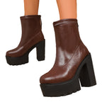 Damen Chunky Blockabsatz Stiefeletten mit zippbarem Design R&B