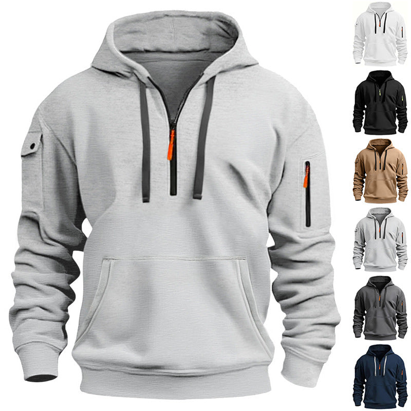Herren Kapuzensweater mit Reißverschluss und praktischen Seitentaschen R&B