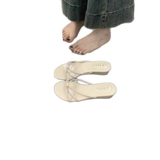 Damen Modische Zehentrenner-Sandalen mit funkelndem Riemendesign und anatomischer Passform R&B