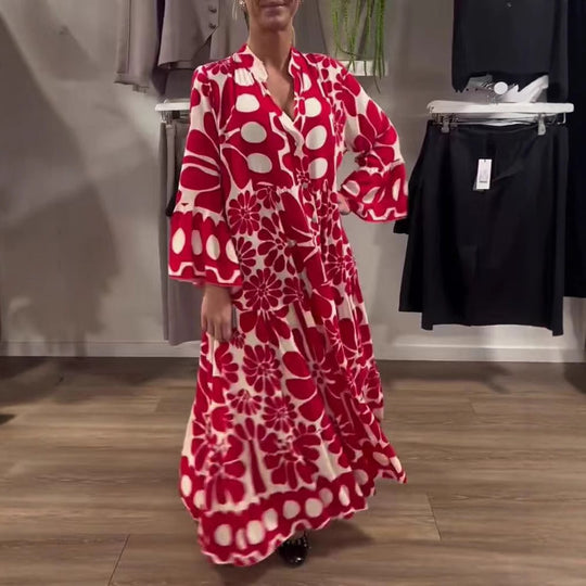 Damen Maxikleid mit floralem Muster und weitem Schnitt R&B