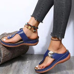 Damen Orthopädische Zehentrenner-Sandalen mit modischen Schnallen und anatomischer Fußbettung R&B