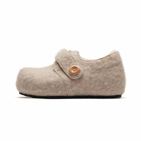 Damen Bequeme Lederschuhe mit modischer Knopfdetail R&B
