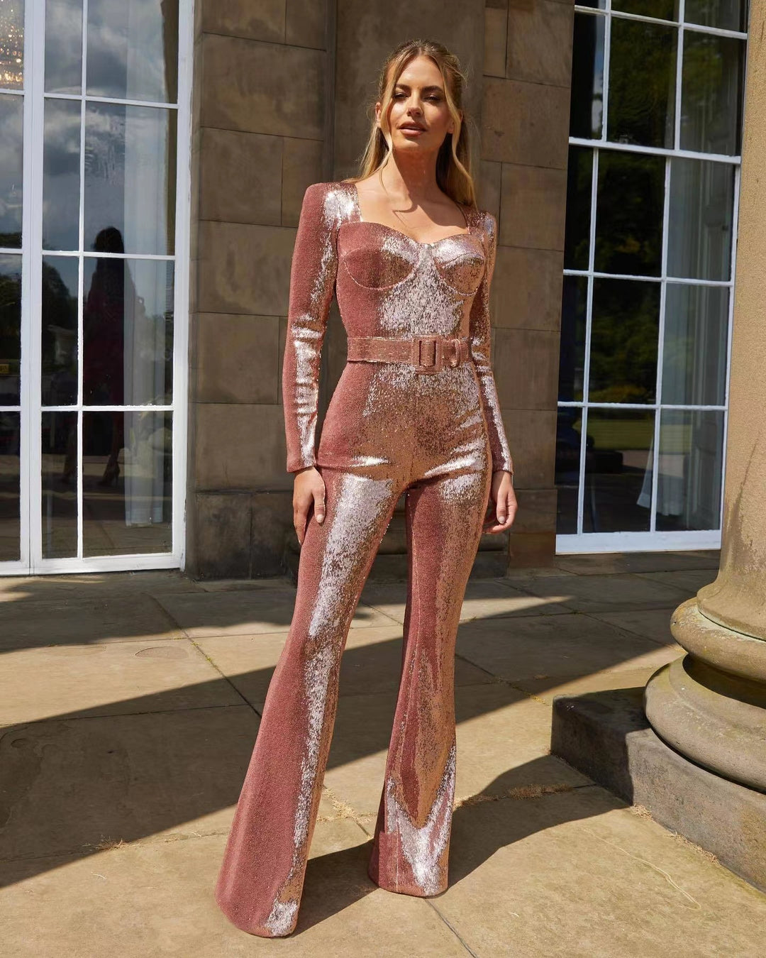 Damen Glamouröses Einteiler-Outfit mit glitzernden Applikationen und taillierter Silhouette R&B