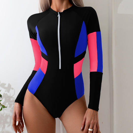 Damen Sportlicher Langarm Badeanzug R&B