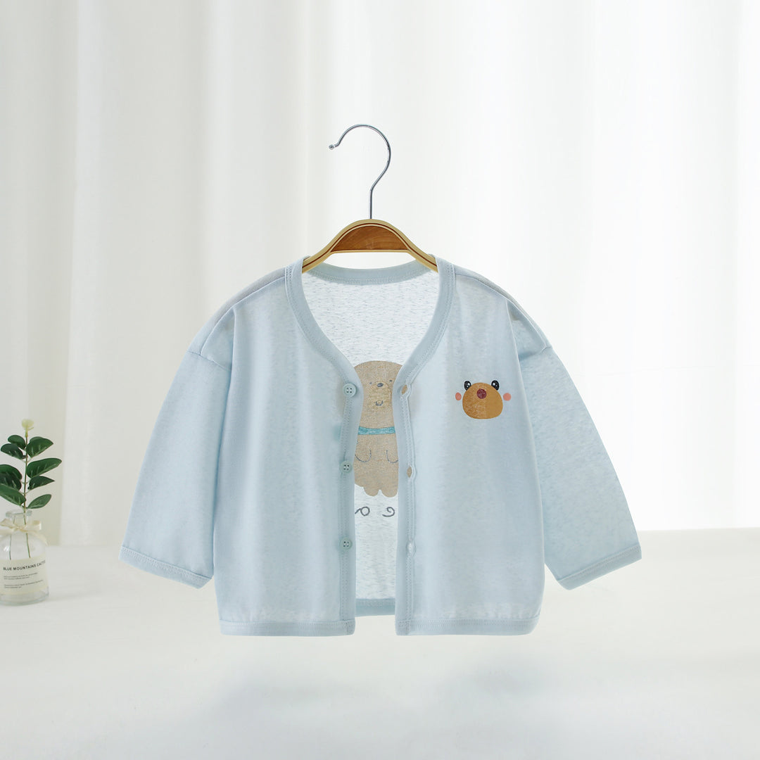 Unisex nan atmungsaktiver Baumwolle Baby Kimono Cardigan mit vorderen Druckknöpfen R&B