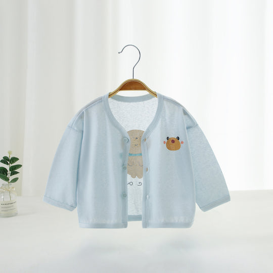 Unisex nan atmungsaktiver Baumwolle Baby Kimono Cardigan mit vorderen Druckknöpfen R&B