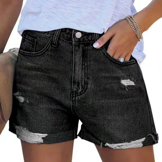 Damen Denim-Shorts im modischen Destroyed-Look mit lässigem Schnitt R&B