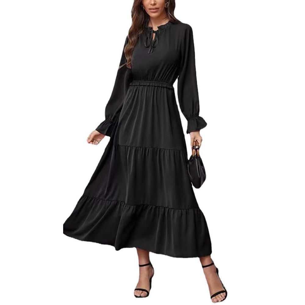 Damen Maxikleid mit voluminösen Ärmel- und Rüschendetails R&B