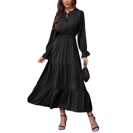 Damen Maxikleid mit voluminösen Ärmel- und Rüschendetails R&B