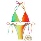 Damen Triangel-Bikini-Set mit glänzendem Ring-Detail R&B