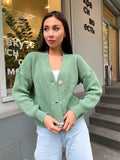 Damen Großer Strickcardigan mit Knopfdetail und V-Ausschnitt R&B