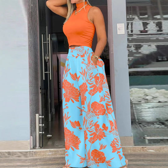 Damen Trendige weite Hose mit floralem Muster R&B