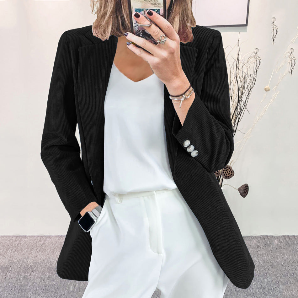 Damen elegante Blazerjacke mit Streifenmuster und modernem Schnitt R&B