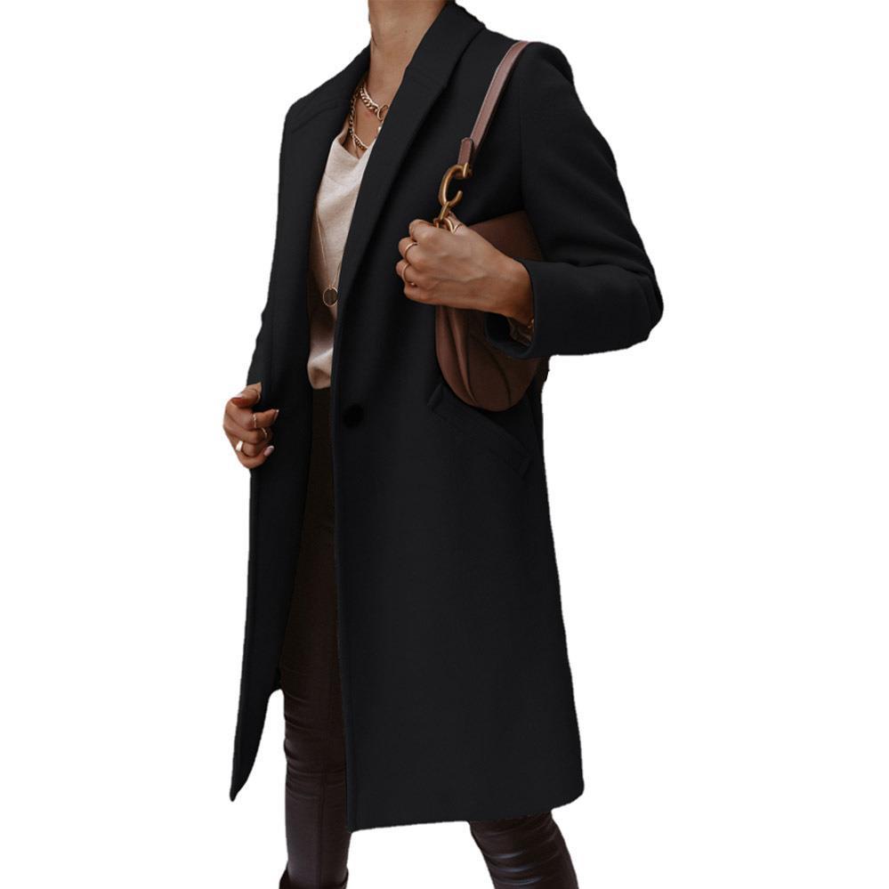 Damen Eleganter Langmantel mit schmalem Schnitt und tiefen Taschen R&B