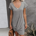 Damen Kurzarm Kleid mit geknotetem Detail R&B