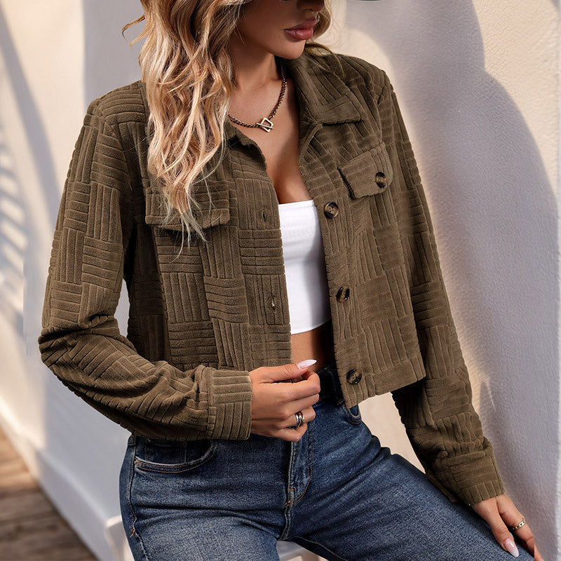 Damen Kurzjacke mit strukturiertem Korddesign R&B