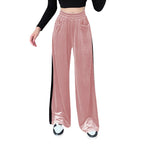 Damen weite Palazzo-Hose aus samtigem Material mit hohem Taillenbund und praktischen Taschen R&B