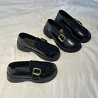Damen Elegante Loafers mit glänzender Oberfläche und dekorativem Schnallenverschluss R&B