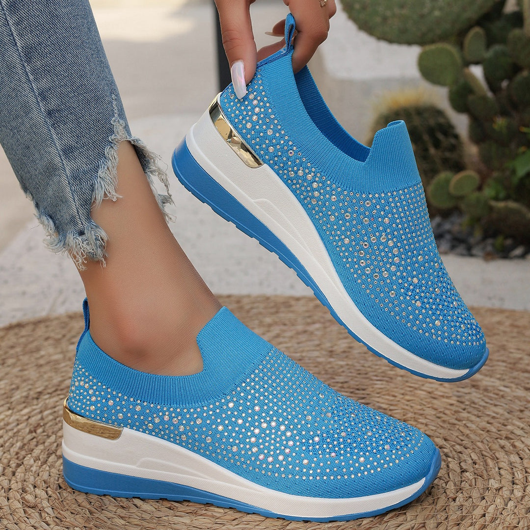 Damen Slip-On Sneakers mit glitzerndem Strassdesign R&B