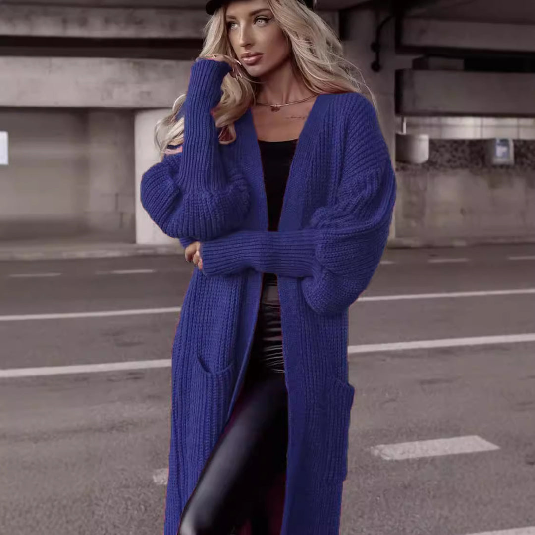 Damen Grobstrick-Cardigan mit tiefen Taschen und lässigem Oversized-Schnitt R&B