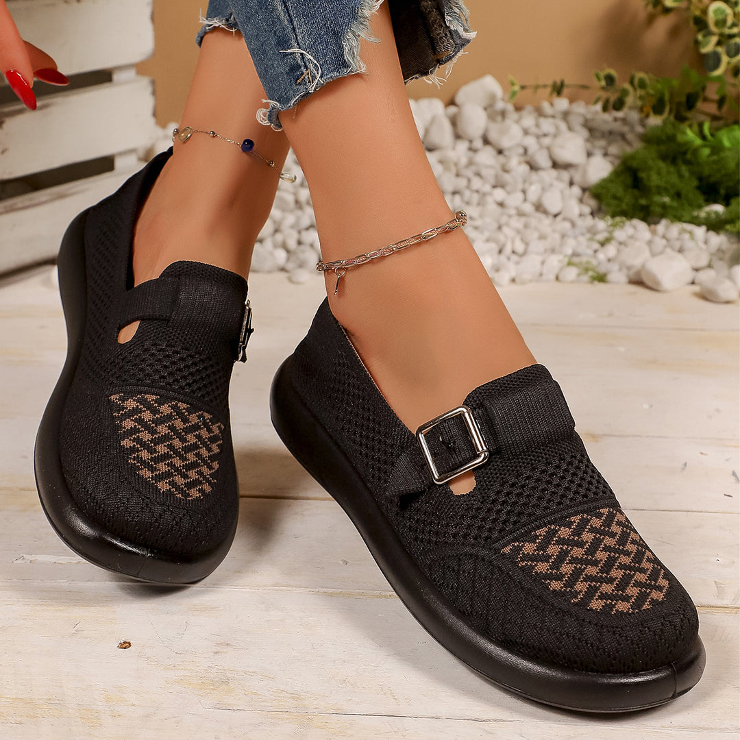 Damen Komfortable Slip-On Sneakers mit modischem Riemendesign R&B