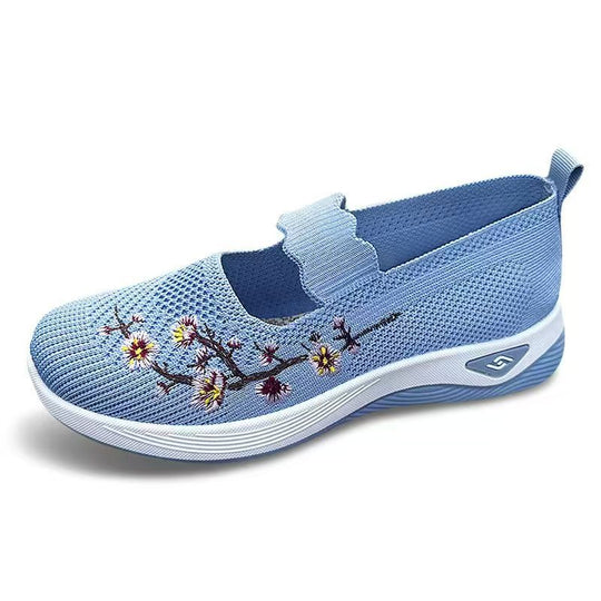 Damen modische Stoffschuhe mit elastischem Riemen und floralem Design R&B