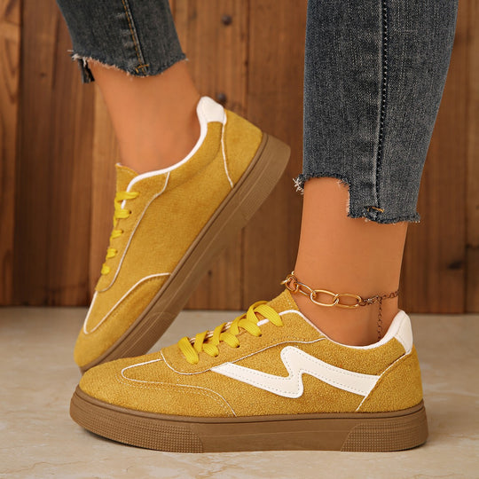 Damen Mode-Sneaker mit hochwertiger Veloursleder-Oberfläche und rutschfester Gummisohle R&B