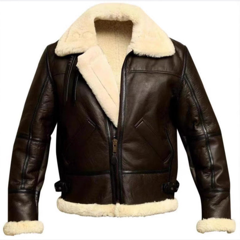 Herren Lammlederjacke mit weichem Teddyfutter R&B