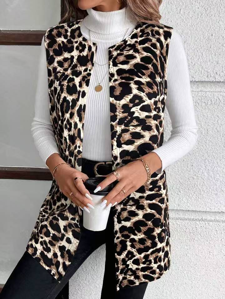 Damen Mode Weste mit Leopardenmuster R&B