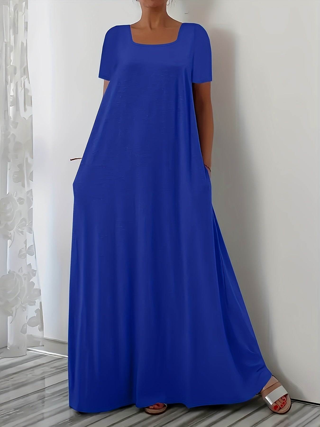 Damen Maxikleid mit weitem Schnitt und praktischen Taschen R&B