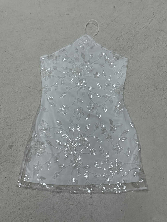 Damen festliches Spitzenkleid mit glitzernden Paillettenverzierungen R&B