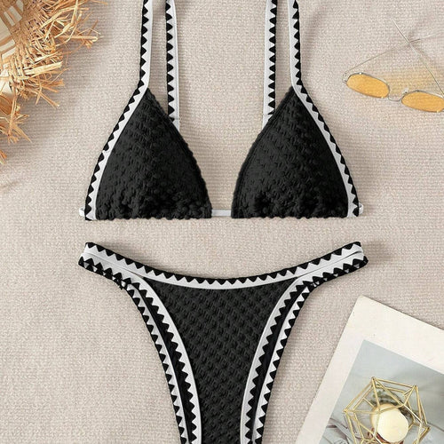 Damen Triangel-Bikini mit raffiniertem Häkelmuster R&B