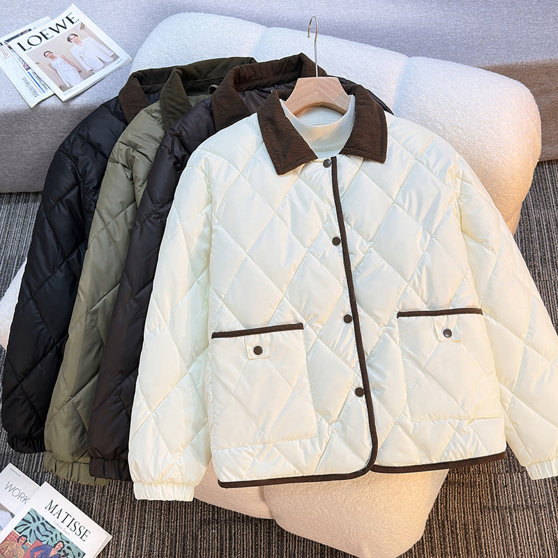 Damen Leicht isolierte Steppjacke mit kontrastierendem Kragen und praktischen Taschen R&B