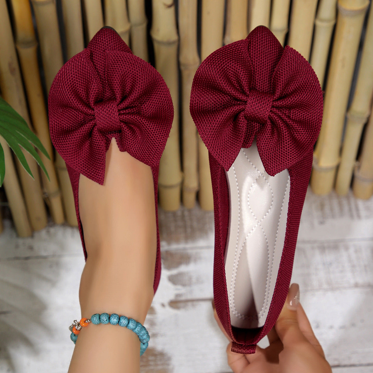 Damen Ballerinas mit dekorativem Schleifendetail und bequemem Fußbett R&B