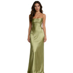 Damen Elegantes satin Abendkleid mit tailliertem Schnitt und schmalen Trägern R&B