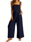 Damen Lässiger Jumpsuit mit weiten Beinen und praktischen Taschen R&B